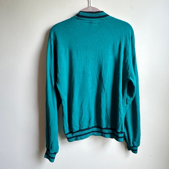 Robert Bruce Academia Vintage L/XL Mock Neck Varsity Green Black Crest Sweater - Picture 4 of 8